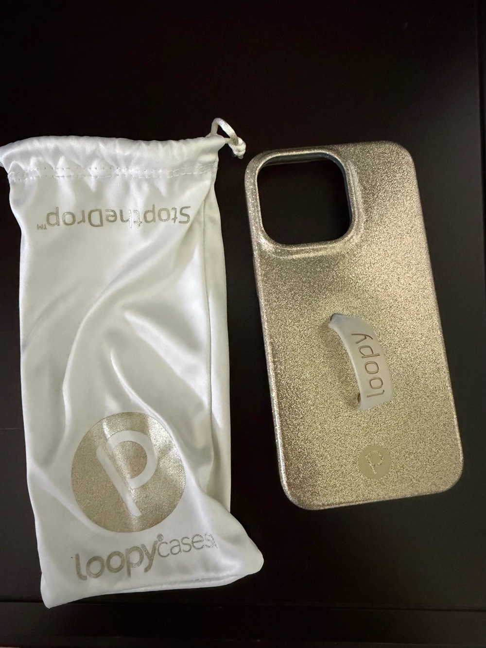 Loopy Case 13 Pro Sparkle Champagne Glitter Phone Case with Loopy Grip